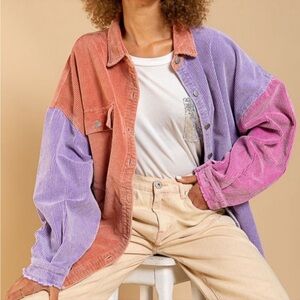 RARE POL Mona Colorblock Corduroy Jacket Shacket